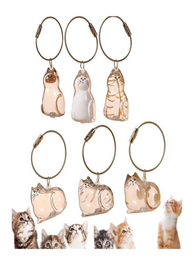 6Pcs Fur-Ever Loved Cat Hair Memorial Pendant, Cat Fur Keepsake Capsule Pendant, Cat Fur Keepsake Keychain, Pet Hair Storage Bottle, Cat Lover Collecting Gift - Image 1