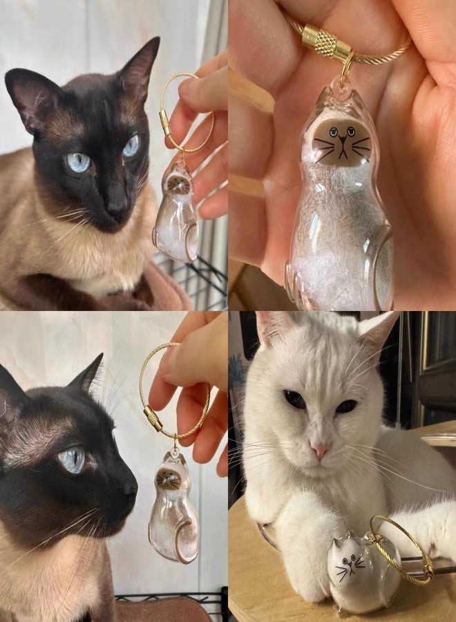 6Pcs Fur-Ever Loved Cat Hair Memorial Pendant, Cat Fur Keepsake Capsule Pendant, Cat Fur Keepsake Keychain, Pet Hair Storage Bottle, Cat Lover Collecting Gift - Image 3