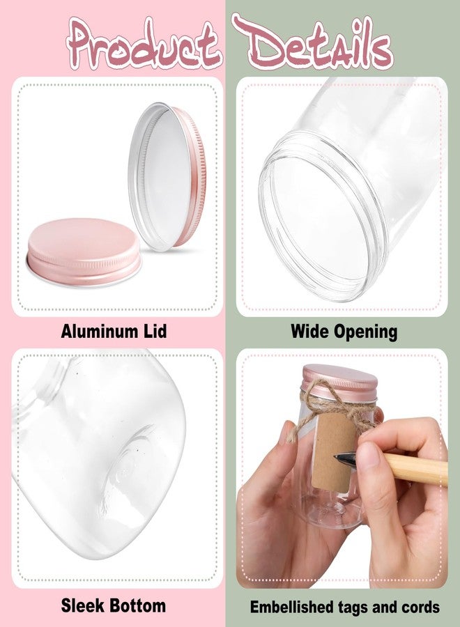 SENONAPO 84 Pack 5 oz Plastic Jars with Labels and Craft Twine, Aluminum Lid Yogurt Containers with Lids Bulk, DIY Small Gift Jars for Wedding, Birthday, Halloween, and Christmas Party Favors - Image 3