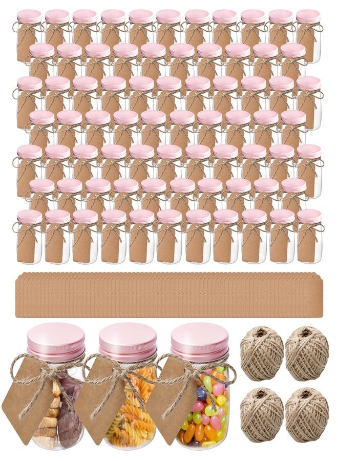 SENONAPO 84 Pack 5 oz Plastic Jars with Labels and Craft Twine, Aluminum Lid Yogurt Containers with Lids Bulk, DIY Small Gift Jars for Wedding, Birthday, Halloween, and Christmas Party Favors - Image 1