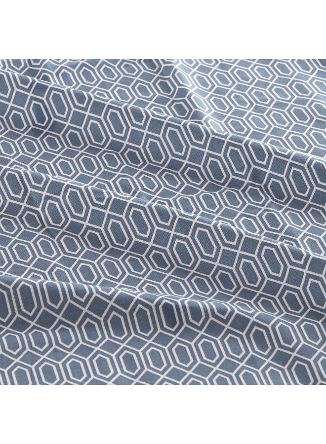 Comfort Spaces 100 Cotton Sheets Queen Breathable Naturally Cool Cotton Sheets Soft Cotton Bed Sheets with 14 Elastic Pocket Fits up to 16 Mattress All Seasons Sheet Set Diamond Blue 4 Piece - Image 3