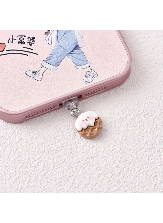 سدادة غبار للهاتف على شكل كلب شوكولاتة لأجهزة آيفون من 5 إلى 14 برو ماكس - Image 1