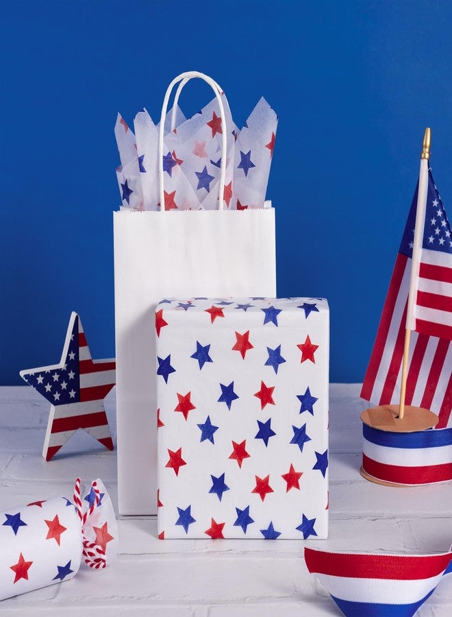 WRAPAHOLIC 4th of July Wrapping Tissue Paper - 30 Sheets 14x20 Inch Blue and Red Star Design Tissue Paper Bulk for Patriotic Birthday, 4th of July, Party Favor Decoration - Image 5