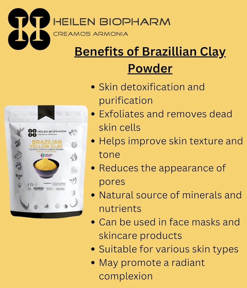 Heilen Biopharm Heilen Biopharm Brazilian Yellow Clay Powder For Skin Improvement 200 g Pack of 1  - Image 2
