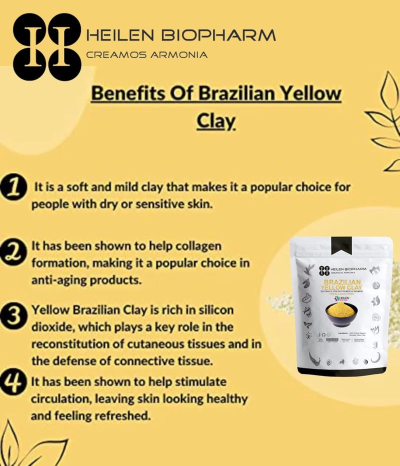 Heilen Biopharm Heilen Biopharm Brazilian Yellow Clay Powder For Skin Improvement 200 g Pack of 1  - Image 3