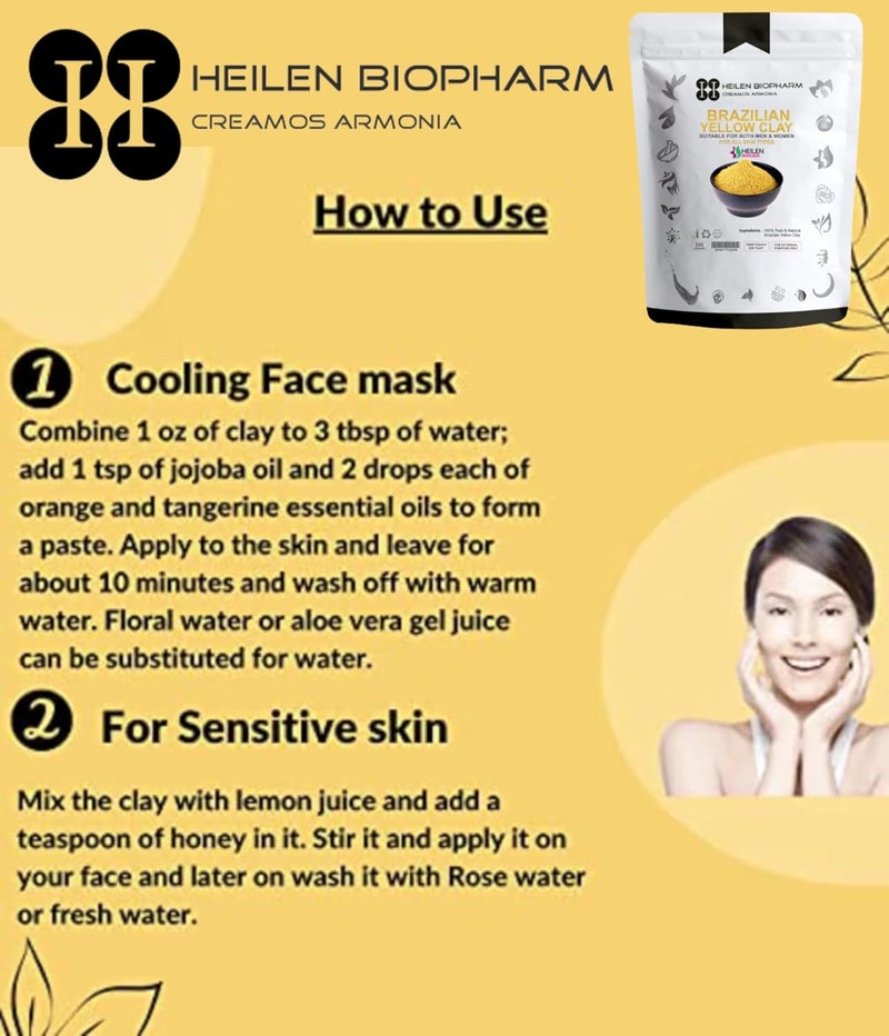 Heilen Biopharm Heilen Biopharm Brazilian Yellow Clay Powder For Skin Improvement 200 g Pack of 1  - Image 5