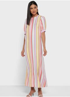 Balloon Sleeve Striped Dress