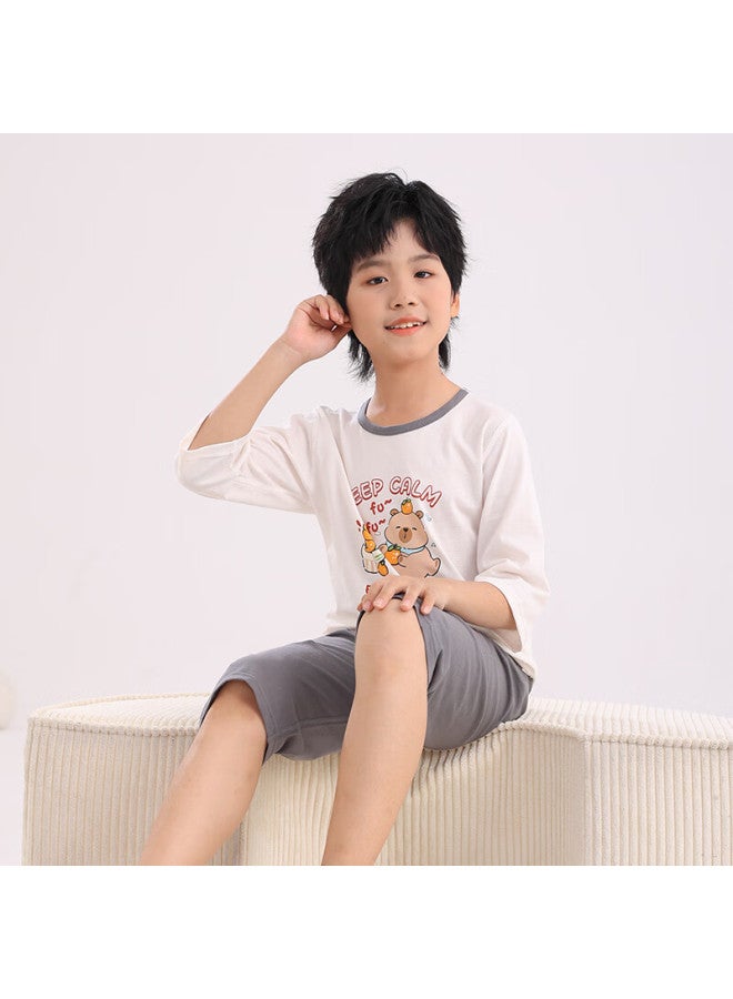Yuzhaolin Kids Pajamas Boys And Girls Homewear Set Baby Air Conditioning Clothes Capybara 100
