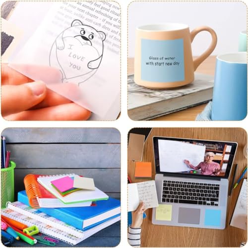 SHUTTLE ART Transparent Sticky Notes - 50 Sheets Translucent Waterproof Colorful Clear Sticky Note Annotating Removable Self Adhesive Memo Message Reminder for Home Office School (Green Sticky Notes) - Image 4