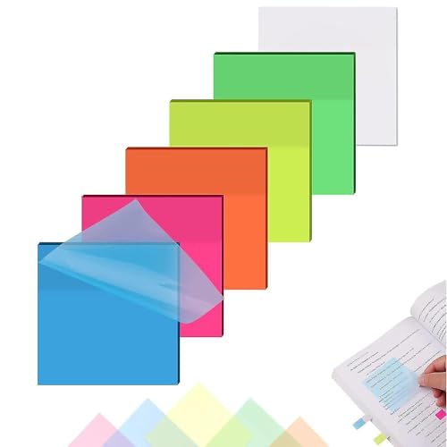SHUTTLE ART Transparent Sticky Notes - 50 Sheets Translucent Waterproof Colorful Clear Sticky Note Annotating Removable Self Adhesive Memo Message Reminder for Home Office School (Green Sticky Notes) - Image 1