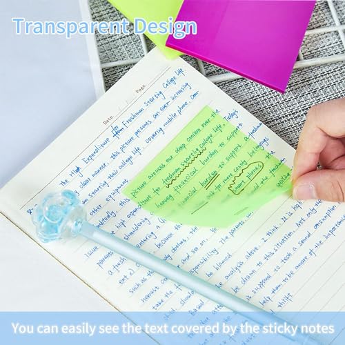 SHUTTLE ART Transparent Sticky Notes - 50 Sheets Translucent Waterproof Colorful Clear Sticky Note Annotating Removable Self Adhesive Memo Message Reminder for Home Office School (Green Sticky Notes) - Image 5