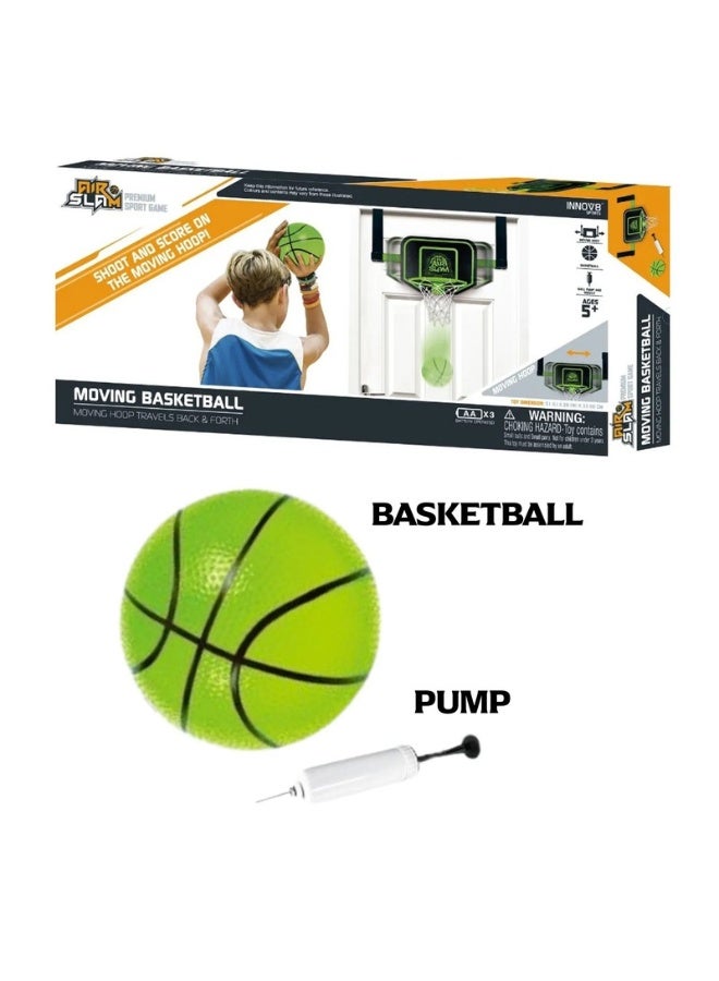 Hostfull Moving Basketball Hoop Set | Hanging Basketball Hoop Stand | One Ball, One Pump | Electronic Glow in the Dark Basketball Set | Toddler Basketball Toys for Boys Age 5 6 8 12 (Green) - Image 4
