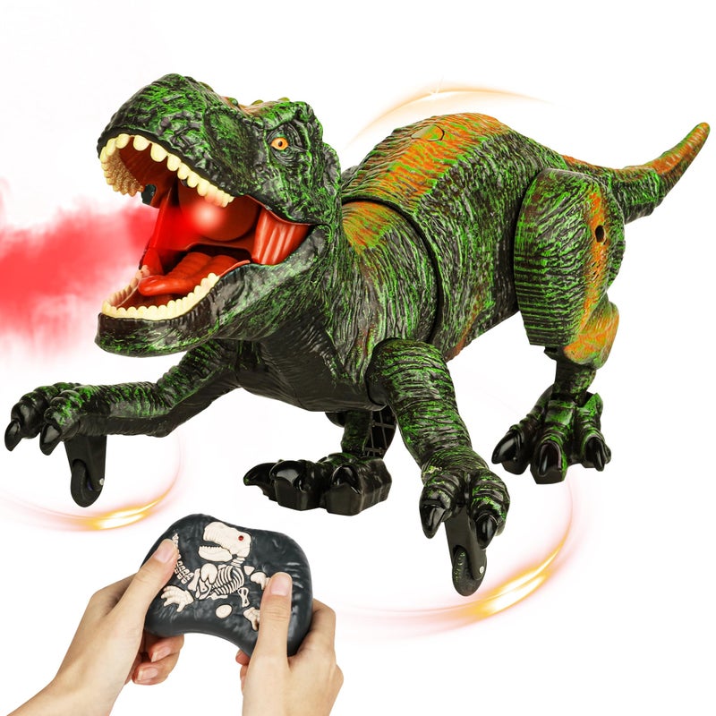 flybakiz Remote Control Robot Dinosaur Toys for Kids 5724G Electronic RC Walking Dinosaur Pet for Boys 47 with Spray Light RoarLarge Dino Toys for Kids 35 Year Old Christmas Birthday Gift Green - Image 2