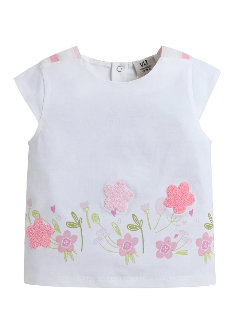 victor and jane Infant Girls Floral Top & Pink Stripe Bloomers Set