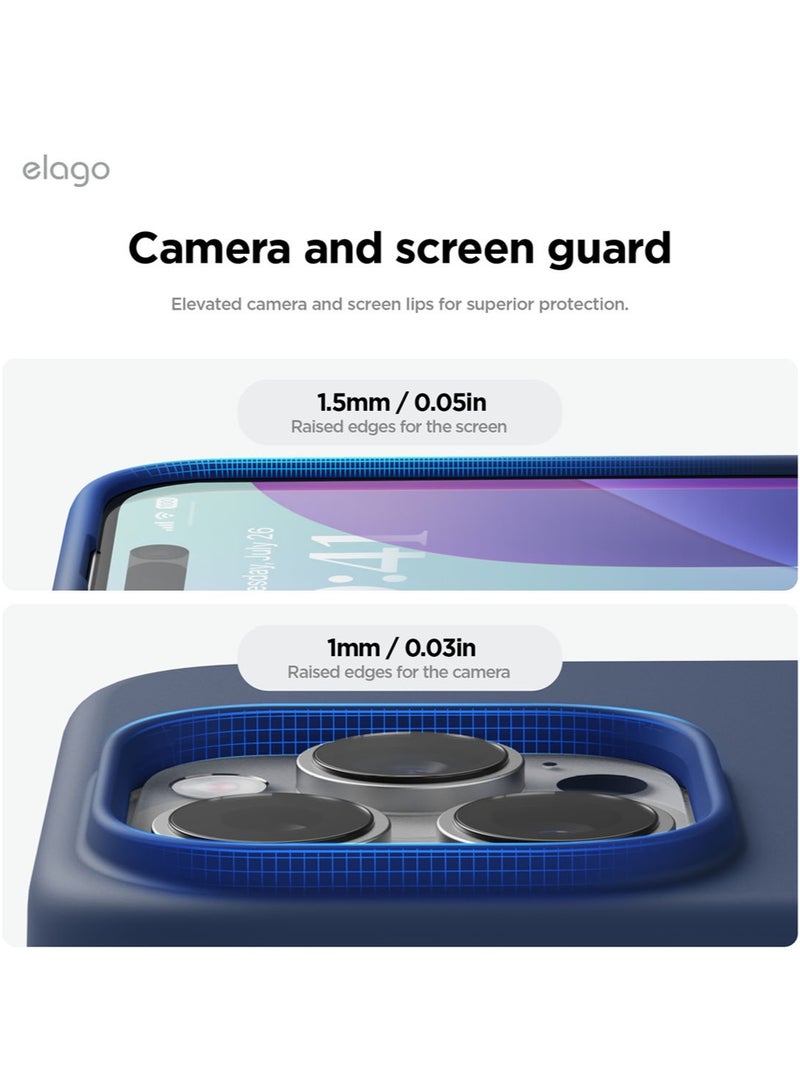 Elago Liquid Silicone for iPhone 16 Pro MAX Case Cover Full Body Protection, Shockproof, Slim, Anti-Scratch Soft Microfiber Lining - Jean Indigo - Image 5