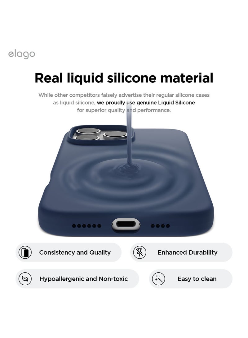 Elago Liquid Silicone for iPhone 16 Pro MAX Case Cover Full Body Protection, Shockproof, Slim, Anti-Scratch Soft Microfiber Lining - Jean Indigo - Image 3