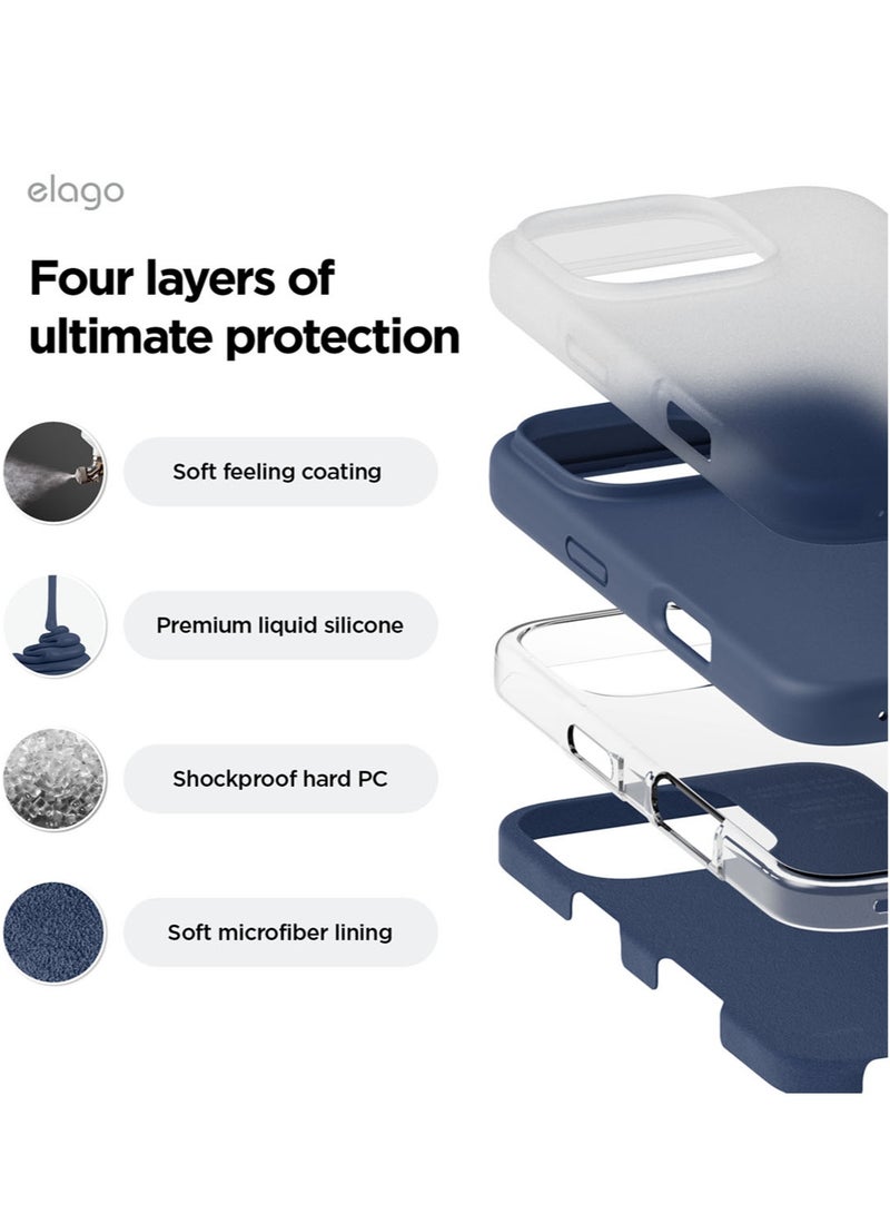 Elago Liquid Silicone for iPhone 16 Pro MAX Case Cover Full Body Protection, Shockproof, Slim, Anti-Scratch Soft Microfiber Lining - Jean Indigo - Image 4