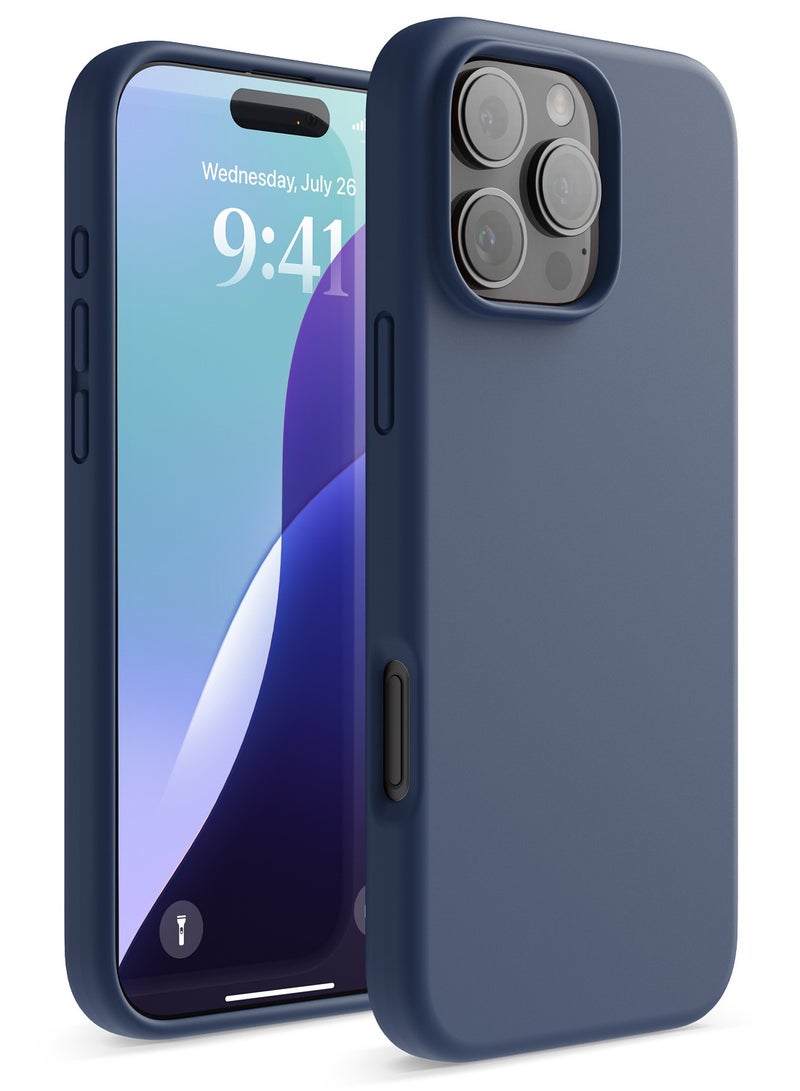 Elago Liquid Silicone for iPhone 16 Pro MAX Case Cover Full Body Protection, Shockproof, Slim, Anti-Scratch Soft Microfiber Lining - Jean Indigo - Image 1