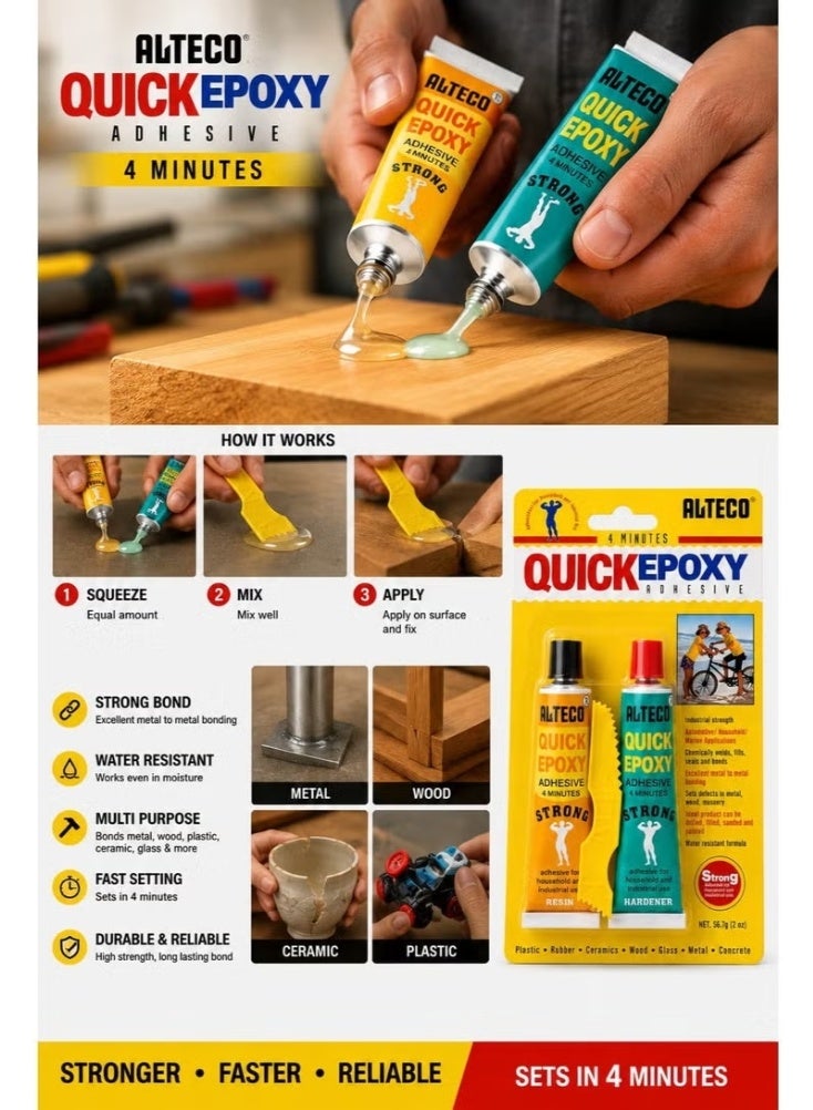 Alteco Quick Epoxy Adhesive 4 Minutes – Strong Multi-Purpose Glue - Image 3