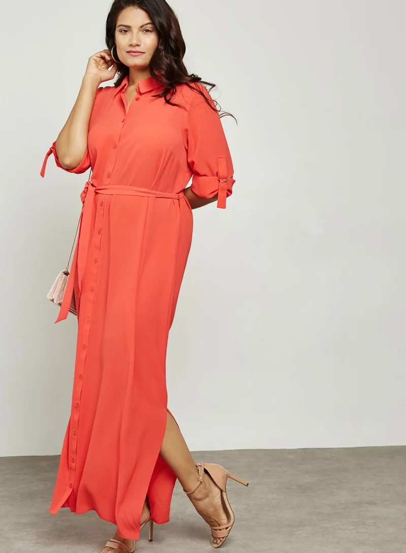 EVANS Belted Shirt Maxi Dress