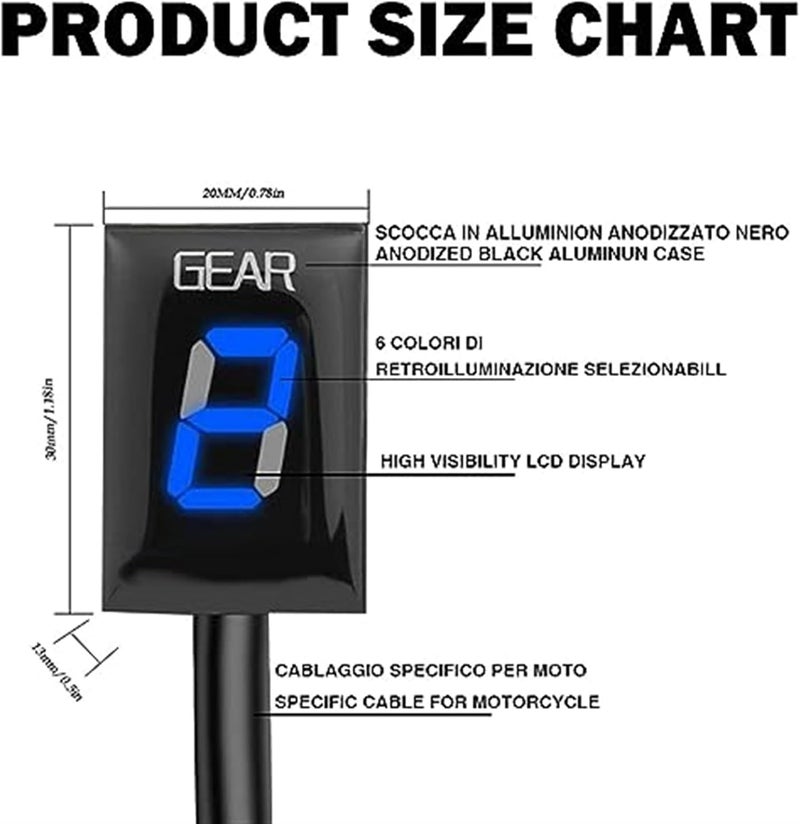 Wivplex Motorcycle 1-6 LIGHT Gear Display Indicator - Image 3