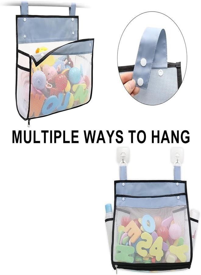 (Black) - Greater Capacity Bath Toy Organiser, Extra Large Opening Bathroom Toy Holder, Bottom Zipper Bathtub Toy Storage Bag with Quick Drying Mesh 14 x 28cm x 15cm - Image 2