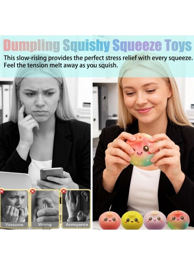 Meetion 2PCS Dumpling Toys Squishy, Slow Rising Squishy Squeeze Toys for Kids, Slow Rise Squishies Stress Relief Fidget Toy for Anxiety Relief Party Favors Classroom Prizes - Image 4