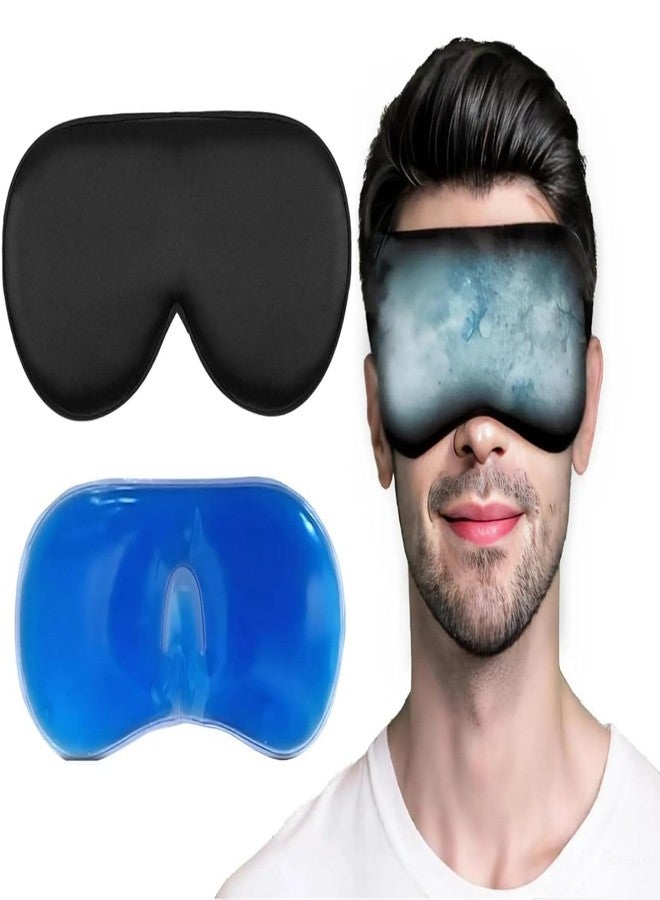 RIVANIV® (Pack 1) Eye Mask With Cooling Gel,Relaxing Sleeping Eye Mask For Puffy Dry Eyes And Dark Circles | Eye Cooling Mask Pain Relief, Redness, Eye Patches , Sleeping cool pad | Universal Fit Sleeping Mask (Black) - Image 1