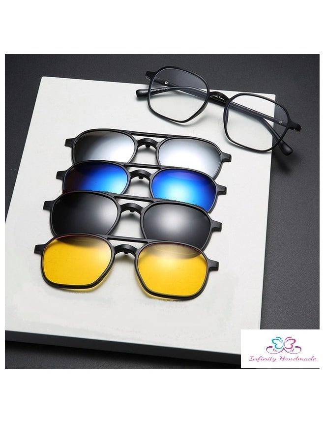 Generic Unisex sunglasses featuring a TR90 base frame with four magnetic replacement lenses in various colors, polarized sunglasses, superior UV400 protection, and an elegant leather case, perfect for a special gift. Exclusively from INFINITYHANDMADE.  - Image 2
