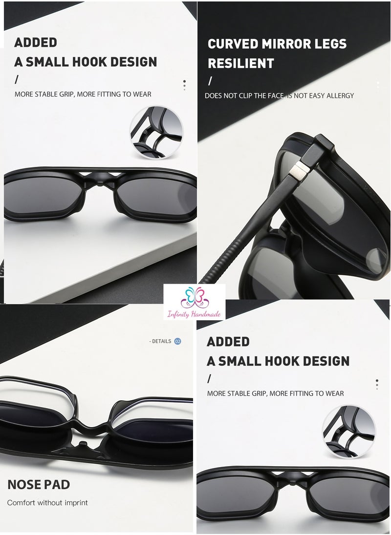 Generic Unisex sunglasses featuring a TR90 base frame with four magnetic replacement lenses in various colors, polarized sunglasses, superior UV400 protection, and an elegant leather case, perfect for a special gift. Exclusively from INFINITYHANDMADE.  - Image 5