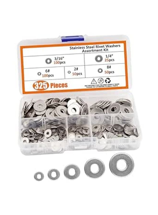 325 Pcs Flat Washers Assortment Kit M3 M4 M5 M6 for Screws Fasteners Mechanical Applications - Image 1
