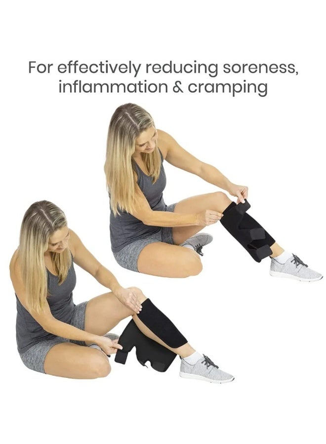 FDTY دعامة الساق - دعامة قابلة للتعديل للساق - ضمادة ضغط للساق السفلية تزيد الدوران وتقلل تورم العضلات - غطاء الساق للرجال والنساء (أسود) - Image 2