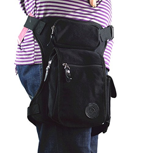 Hebetag Canvas Drop Leg Bag Outdoor Travel Waist Pack Thigh Bag for Men Women Tactical Military Motorcycle Bike Multi-pocket Drop Leg Bags Pouch - Image 5