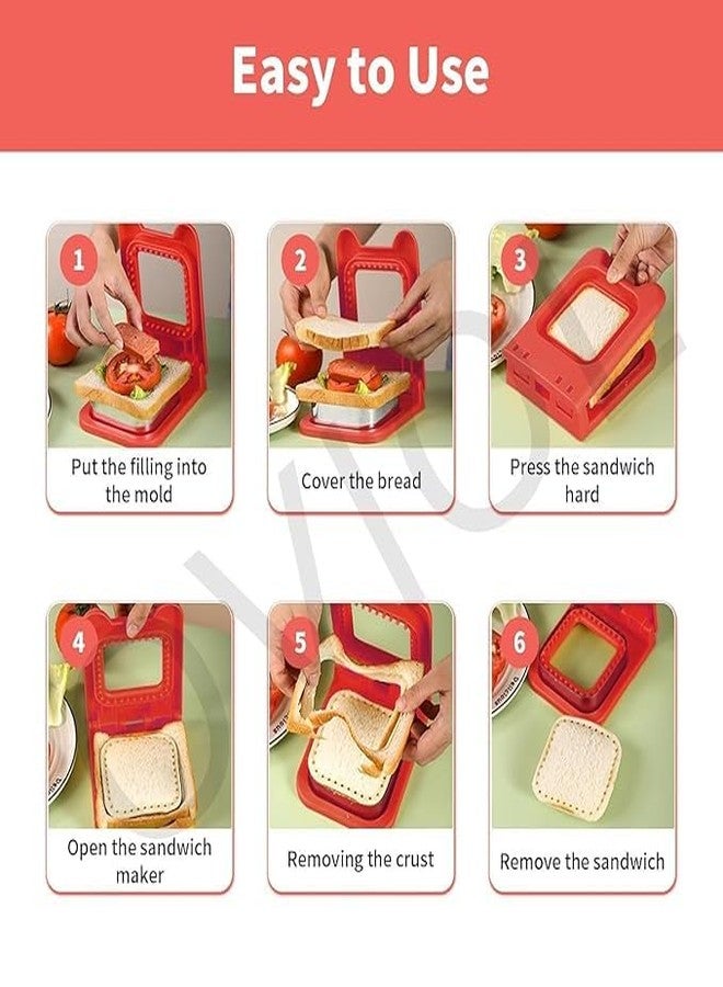GAMAHA Sandwich Cutter and Sealer for Kids Lunch,Stainless Steel Baking Tools,Crustless Sandwich Press Mold Cookie Bread Pancake Maker for Boys Girls Lunch Great Square Multicolor 1PCS - Image 4