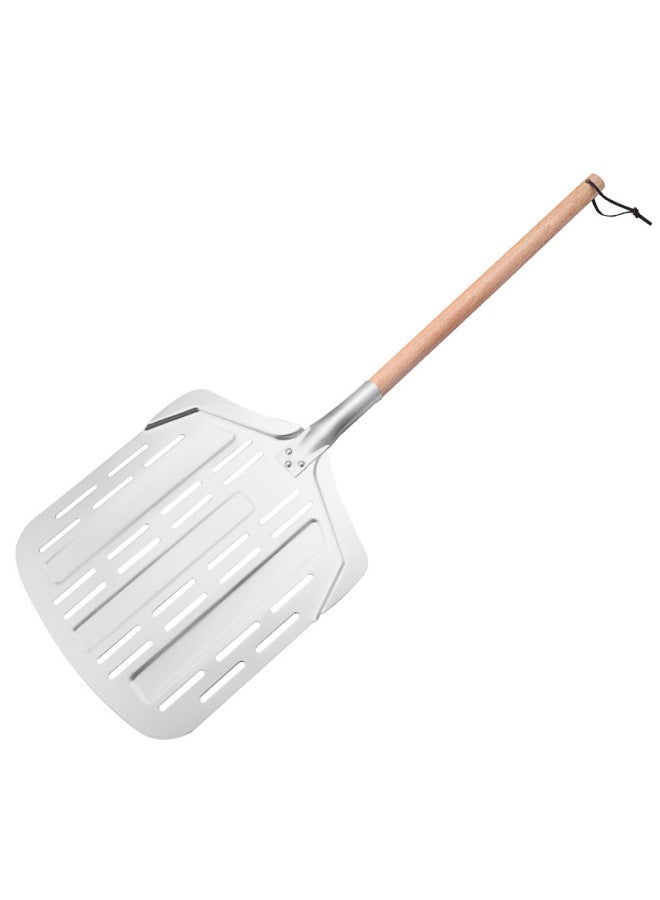 Pizza Shovel Aluminum Shovel Cake Shovel Detachable Wooden Handle Leak Hole 12 Inch Baking Transfer Pizza-Specifications:(Spatula) (Style 3) Aluminum Pizza Shovel With Twist Handle (total Length 66cm) - Image 4