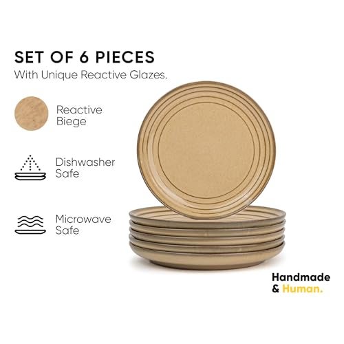 Shay Quarter Plates Set of 6, Beige Reactive | Glossy Finish | Ceramic Snack Plates | Snacks Plates Set of 6 | Dessert Plates | Snack Plate | Small Plates (Quarter Plate, Beige Reactive) - Image 2
