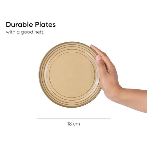 Shay Quarter Plates Set of 6, Beige Reactive | Glossy Finish | Ceramic Snack Plates | Snacks Plates Set of 6 | Dessert Plates | Snack Plate | Small Plates (Quarter Plate, Beige Reactive) - Image 3