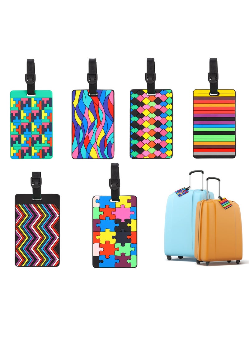 SOLARAE Luggage Tag, 6 Piece Suitcase Luggage Tags Handbag Travel Bag School Bag Handbag Instrument Tag Name Address Tag with Information Card Stock and Hanging Buckle - Image 5