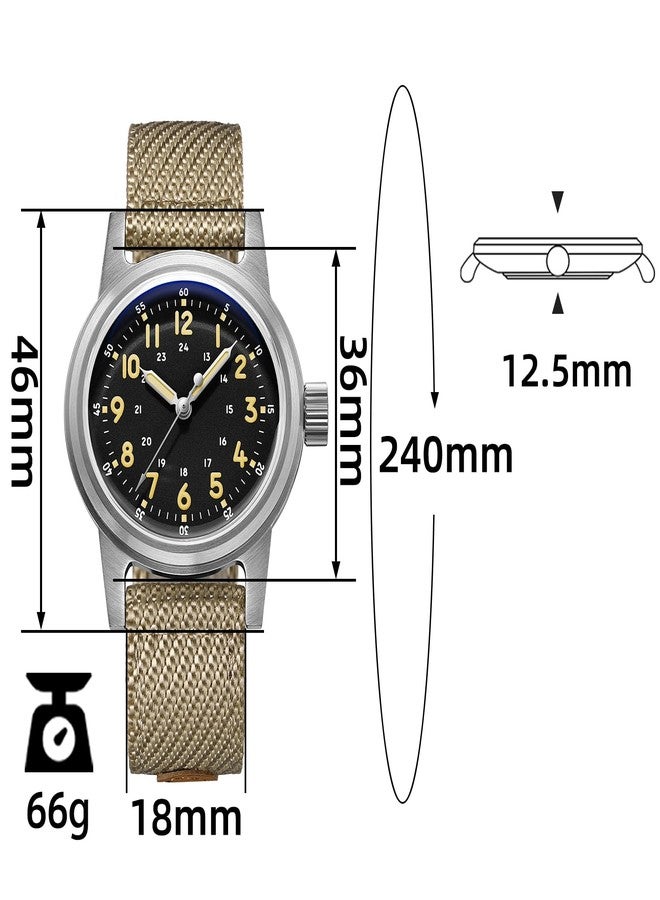 ADDIESDIVE 36 mm Vintage Military Watches for Men Automatic 200 M Water Resistant NH35 Steel Sports Wristwatch Nylon Strap, 2076 Black - Image 2
