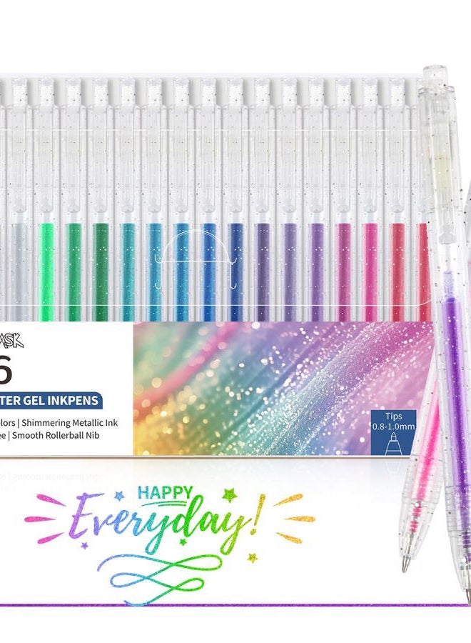 Joyask Glitter Gel Pens, 36 Colors Metallic Vibrant Sparkle Gel Pens for Coloring Journaling Drawing Doodling Colored Pen Colored Gel Pens for Kids Adult Fun Pens 0.8-1mm - Image 1