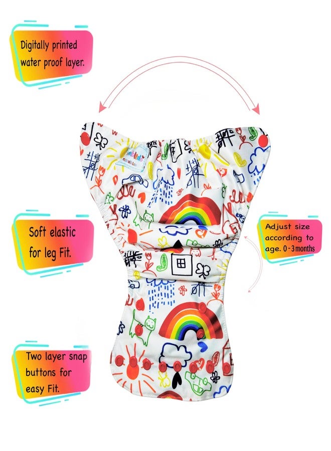 Dumbledo Premium Newborn Cloth Diaper with Integrated Soaker (Pack of 3) | Snug Fit | Leakproof | Travel Friendly | Perfect for Indian Summers | 0 - 4 Months | Unisex Baby - Image 3