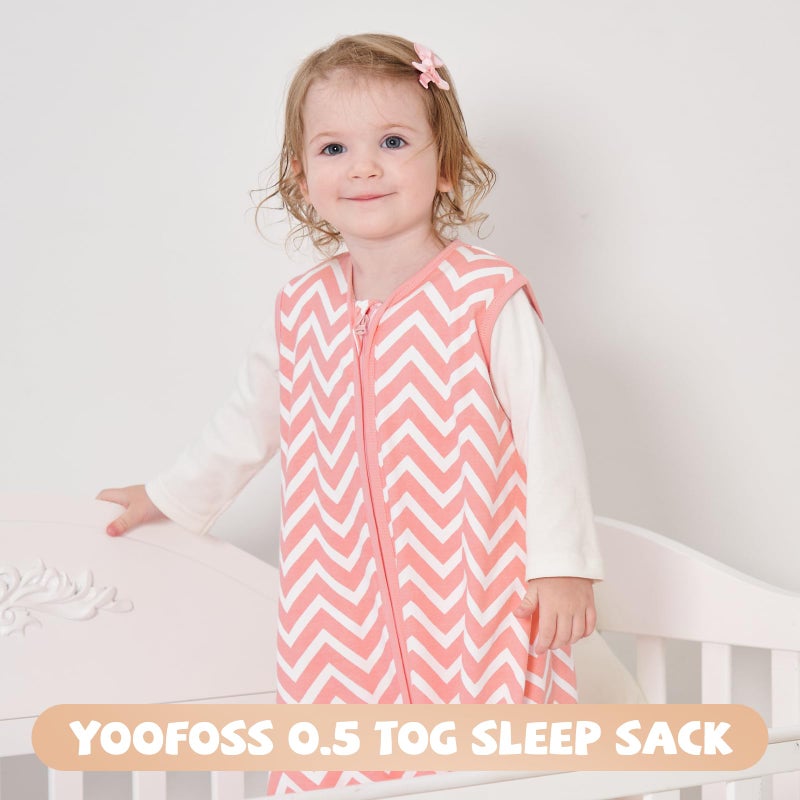 Yoofoss Baby Sleep Sack 6-12 Months Baby Wearable Blanket 100% Organic Cotton 2-Way Zipper TOG 0.5 Toddler Sleeping Sack, Lightweight Sleep Sacks for Babies - Image 3