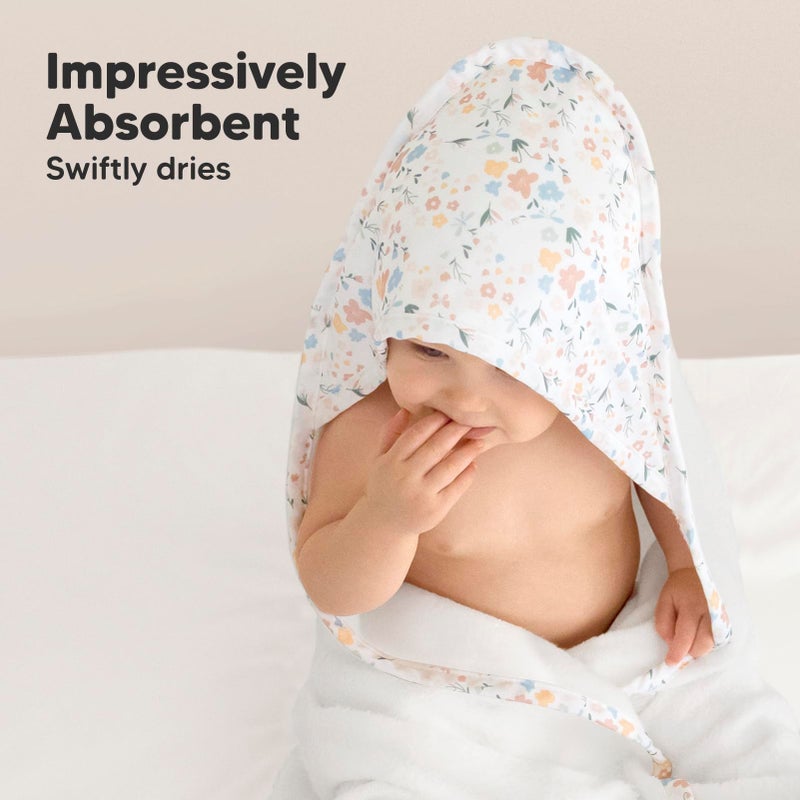 KeaBabies Baby Hooded Towel - Viscose Derived from Bamboo Baby Towel, Toddler Bath Towel, Infant Towels, Large Hooded Towel, Soft Baby Towels with Hood for Girls, Babies, Newborn Boys(Wildflowers) - Image 5