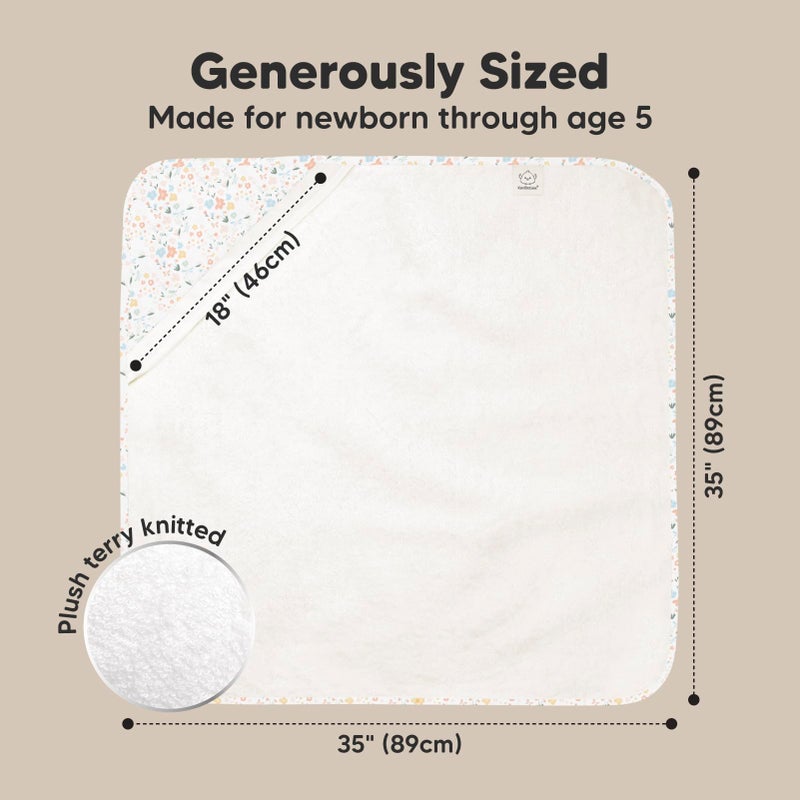 KeaBabies Baby Hooded Towel - Viscose Derived from Bamboo Baby Towel, Toddler Bath Towel, Infant Towels, Large Hooded Towel, Soft Baby Towels with Hood for Girls, Babies, Newborn Boys(Wildflowers) - Image 4