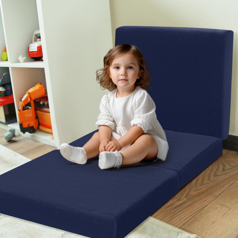 MeMoreCool Foldable Floor Mattress for Kids, Trifold Nap Mat for Toddlers, Portable Daycare Sleeping Futon or Floor Bed, Navy, 57x22 Inch - Image 5