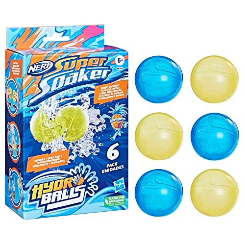 Nerf Super Soaker Hydro Balls 6-Pack, Reusable Water-Filled Balls, Ages 6 and Up - Image 1