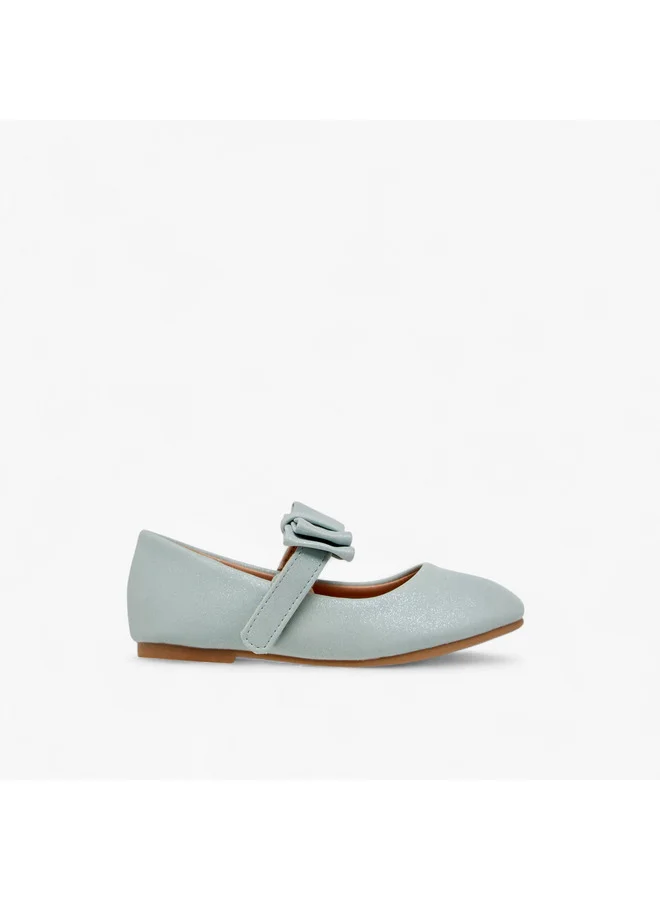 Flora Bella By Shoexpress Girls Bow Accent Ballerina Shoes with Hook and Loop Closure