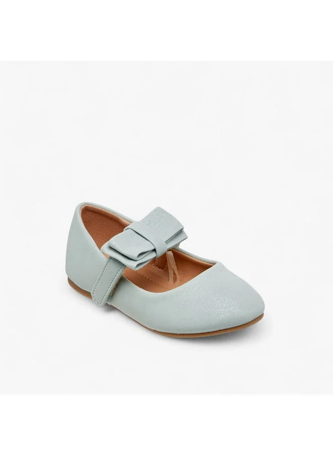 Flora Bella By Shoexpress Girls Bow Accent Ballerina Shoes with Hook and Loop Closure