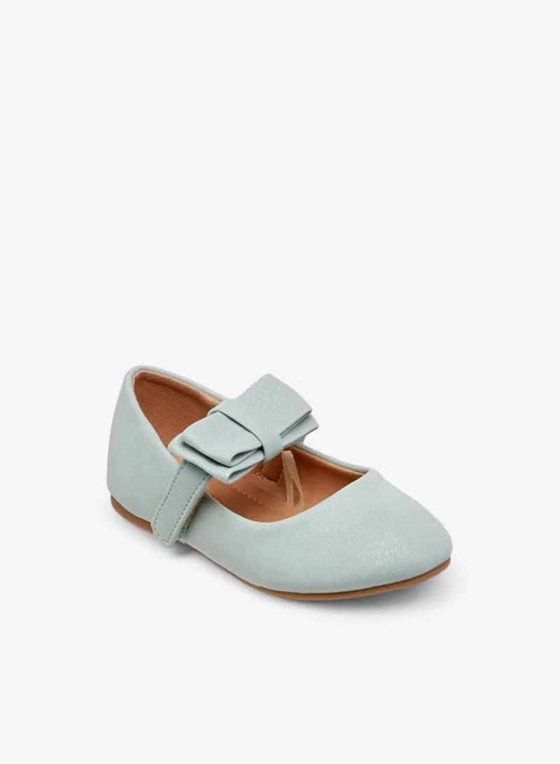 Flora Bella By Shoexpress Girls Bow Accent Ballerina Shoes with Hook and Loop Closure