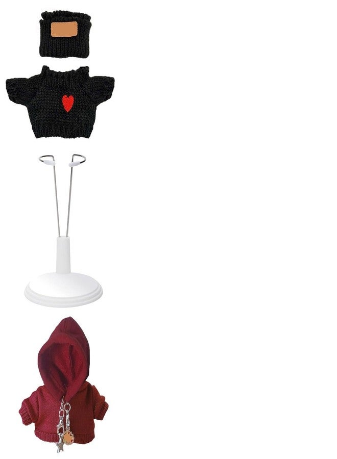 SHUOXUKE Multi-Size Miniature Fashion & Display Stand Set - 2 Designer Outfit Sets for 10cm & 17cm Art Dolls (Dolls Not Included) - Red & Black Collection - Image 1